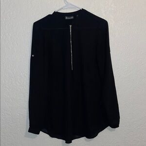 7th Avenue by New York and company Black Long Sleeve Blouse